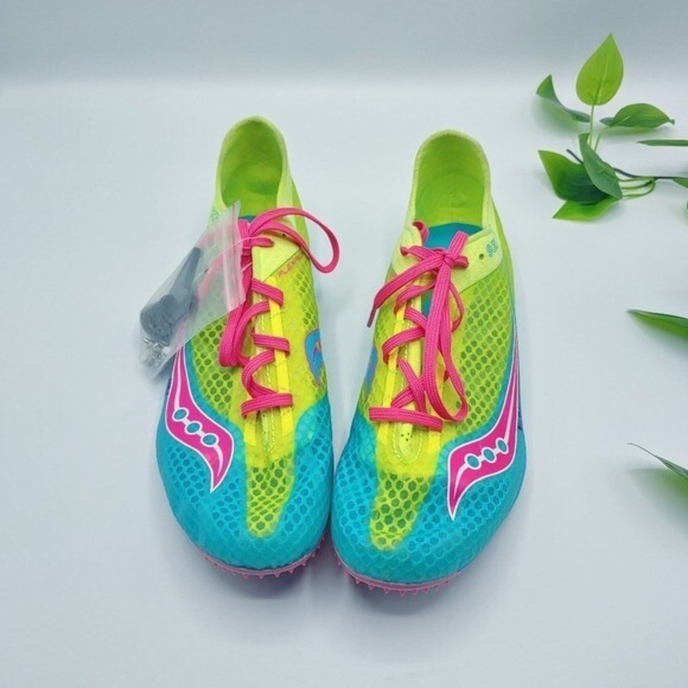Saucony Endorphin LD4 Track Spikes Racing Flats Yellow Blue Pink NEW WMS 10.5M